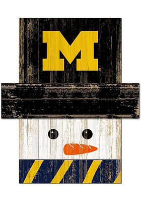 Michigan Wolverines Snowman Head Sign - Blue