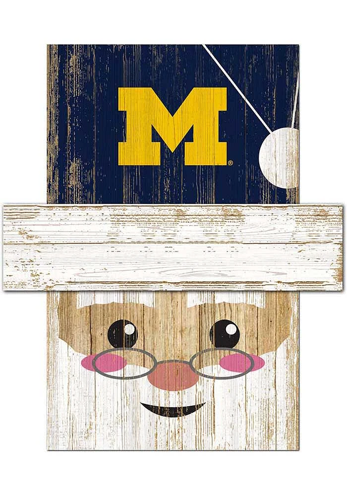 Michigan Wolverines Santa Head Sign - Blue