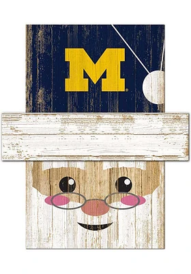 Michigan Wolverines Santa Head Sign - Blue