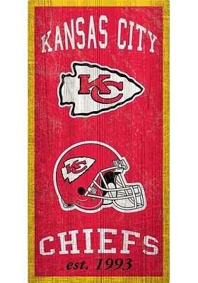 Kansas City Chiefs 6X12 Heritage Logos Sign - Red