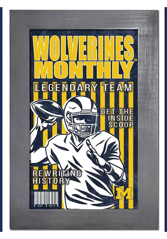 Michigan Wolverines 11x19 Framed Monthly Sign - Blue