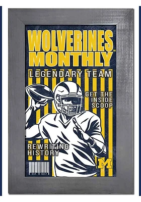Michigan Wolverines 11x19 Framed Monthly Sign - Blue