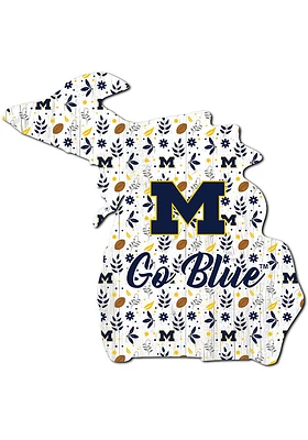 Michigan Wolverines 24 Inch Floral State Wall Art - Blue
