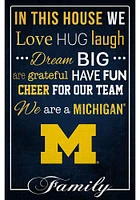 Michigan Wolverines In This House 17x26 Sign - Blue