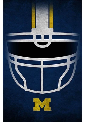Michigan Wolverines Ghost Helmet 17x26 Sign - Blue