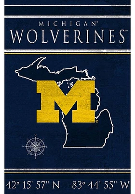 Michigan Wolverines Coordinates 17x26 Sign - Blue