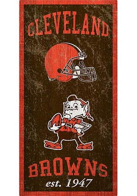 Cleveland Browns 6X12 Heritage Logos Sign - Brown