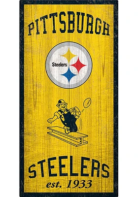 Pittsburgh Steelers 6X12 Heritage Logos Sign - Black
