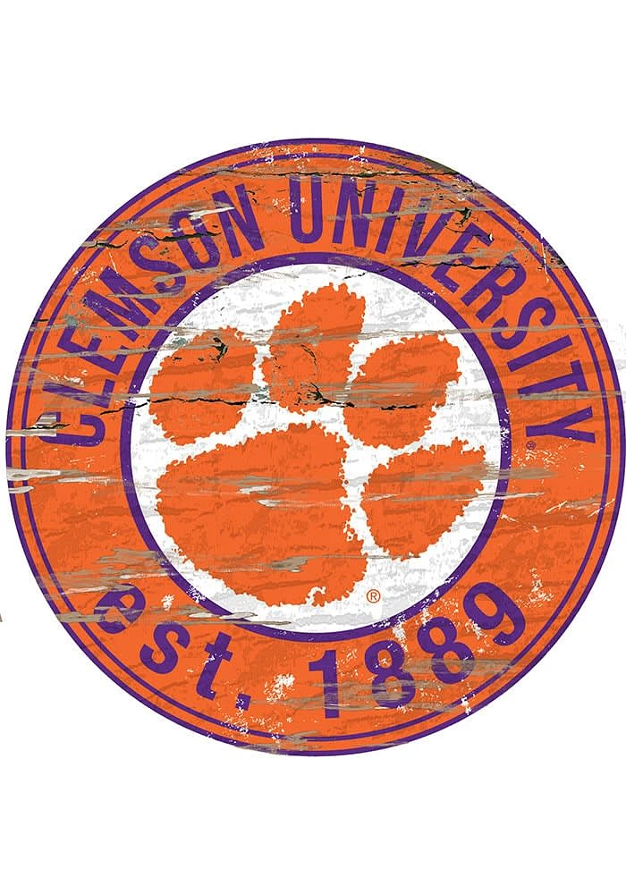 Clemson Tigers Established Date Circle 24 Inch Sign - Orange