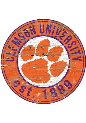 Clemson Tigers Established Date Circle 24 Inch Sign - Orange