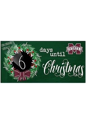 Mississippi State Bulldogs Chalk Christmas Countdown Sign - Maroon