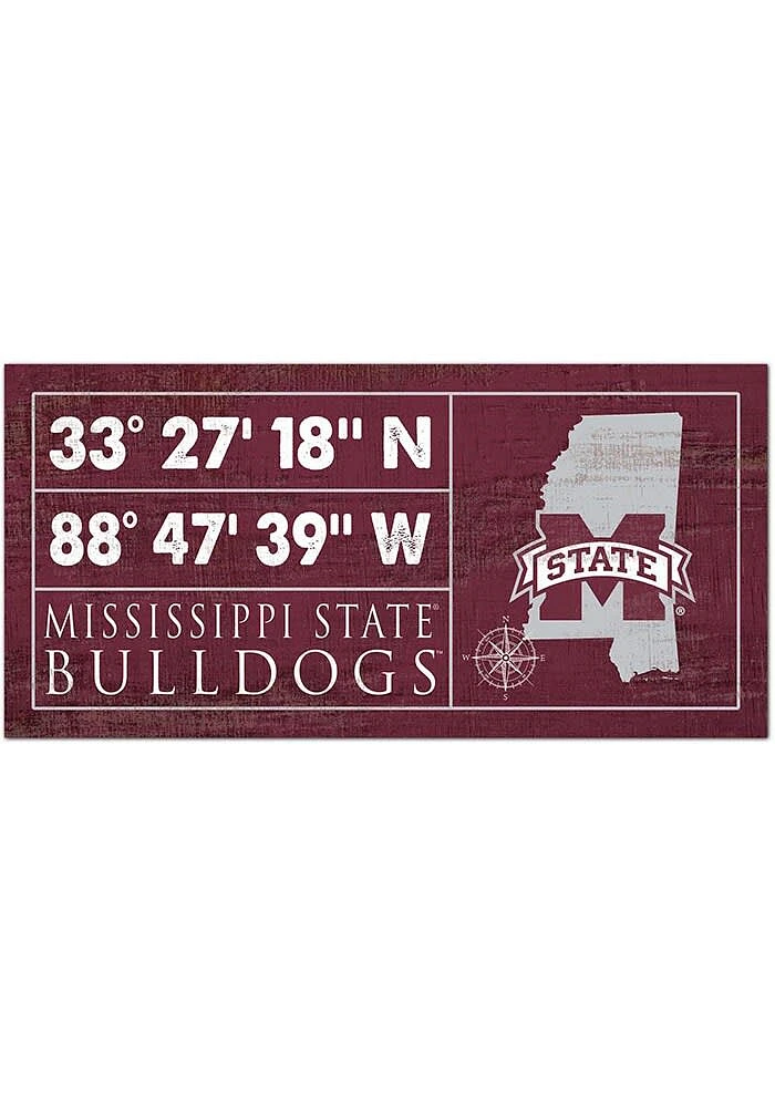 Mississippi State Bulldogs Horizontal Coordinate Sign - Maroon