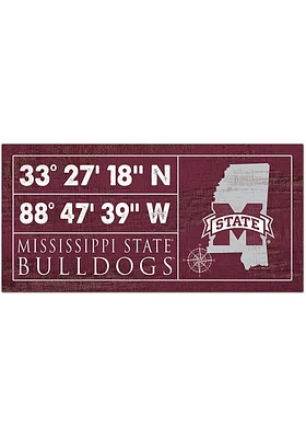 Mississippi State Bulldogs Horizontal Coordinate Sign - Maroon
