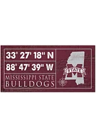 Mississippi State Bulldogs Horizontal Coordinate Sign - Maroon