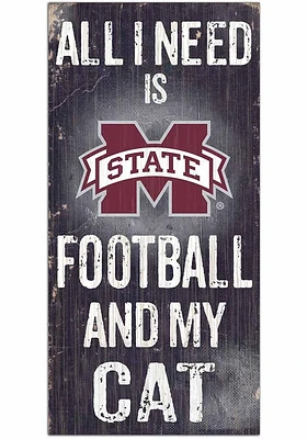Mississippi State Bulldogs Football and My Cat Sign - Maroon