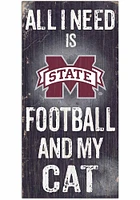 Mississippi State Bulldogs Football and My Cat Sign - Maroon