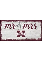 Mississippi State Bulldogs Script Mr and Mrs Sign - Maroon