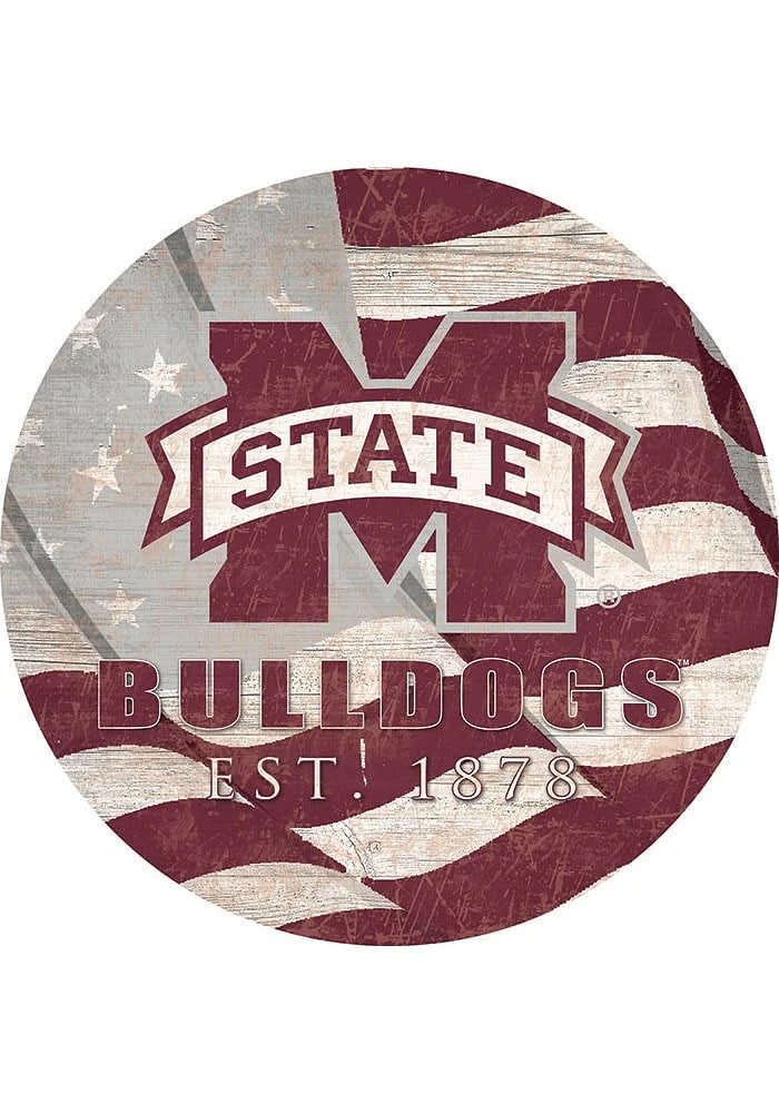 Mississippi State Bulldogs 24in Flag Circle Sign - Maroon