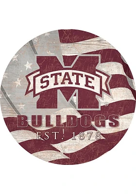 Mississippi State Bulldogs 24in Flag Circle Sign - Maroon