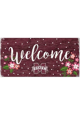 Mississippi State Bulldogs Welcome Floral Sign - Maroon