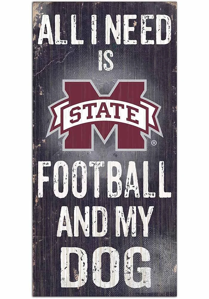 Mississippi State Bulldogs Football and My Dog Sign - Maroon