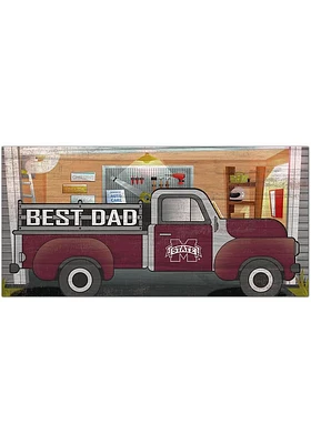 Mississippi State Bulldogs Best Dad Truck Sign - Maroon