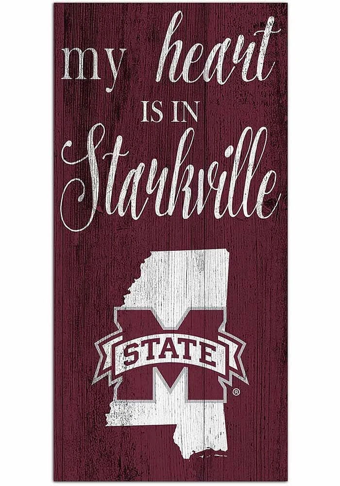 Mississippi State Bulldogs My Heart State Sign - Maroon