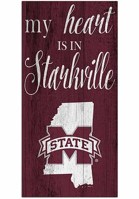 Mississippi State Bulldogs My Heart State Sign - Maroon