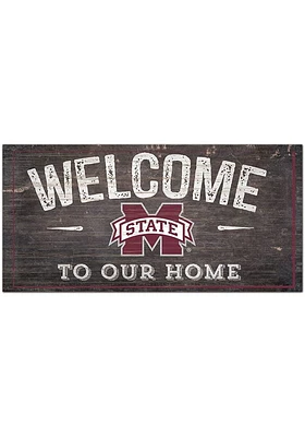 Mississippi State Bulldogs Welcome Distressed Sign - Maroon