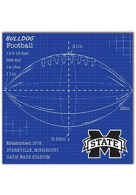 Mississippi State Bulldogs Ball Blueprint Sign - Maroon