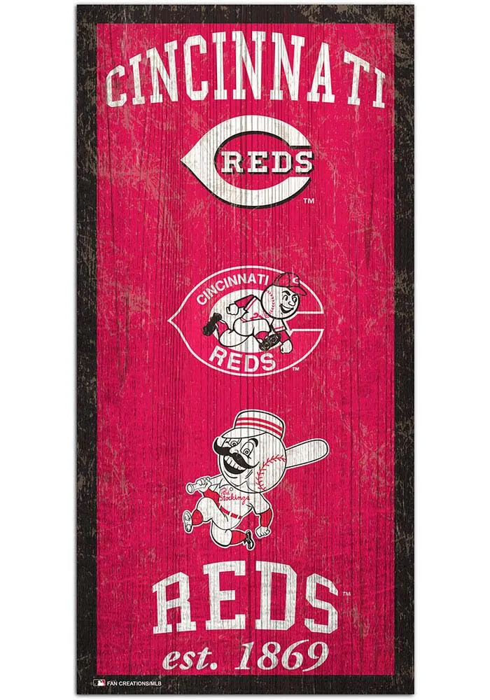 Cincinnati Reds 6X12 Heritage Logos Sign