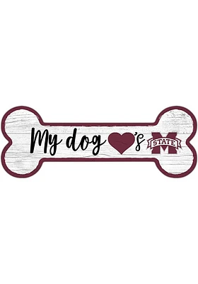 Mississippi State Bulldogs Dog Bone 6x12 Sign - Maroon