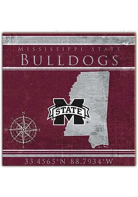 Mississippi State Bulldogs Coordinates Sign - Maroon