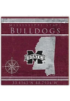 Mississippi State Bulldogs Coordinates Sign - Maroon