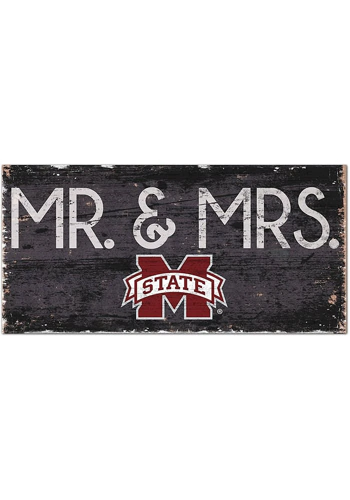 Mississippi State Bulldogs Mr and Mrs Sign - Maroon