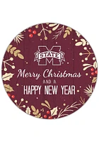 Mississippi State Bulldogs Merry Christmas and New Year Circle Sign - Maroon