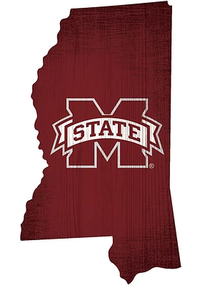 Mississippi State Bulldogs State Cutout Sign - Maroon