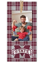 Mississippi State Bulldogs Plaid Clothespin Sign - Maroon