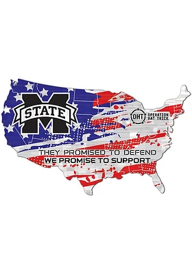 Mississippi State Bulldogs OHT USA Shape Cutout Sign - Maroon
