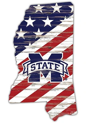 Mississippi State Bulldogs 12 Inch USA State Cutout Sign - Maroon