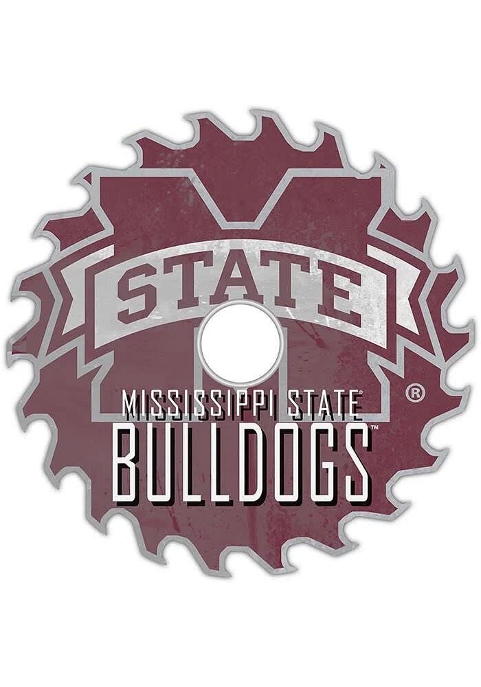 Mississippi State Bulldogs Rust Circular Saw Sign - Maroon