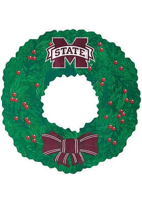 Mississippi State Bulldogs Team Wreath 16 Inch Sign - Maroon