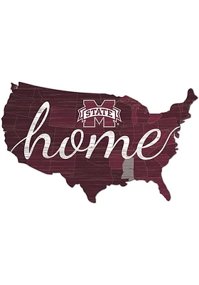 Mississippi State Bulldogs USA Shape Cutout Sign - Maroon