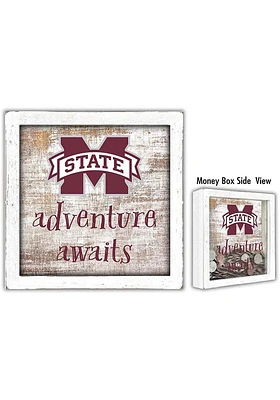Mississippi State Bulldogs Adventure Awaits Box Sign - Maroon