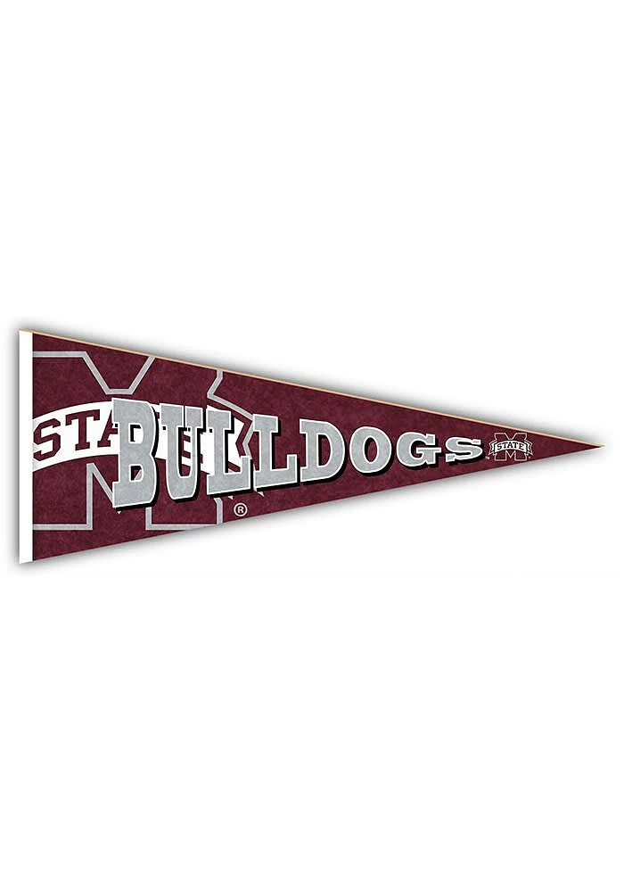 Mississippi State Bulldogs Wood Pennant Sign - Maroon