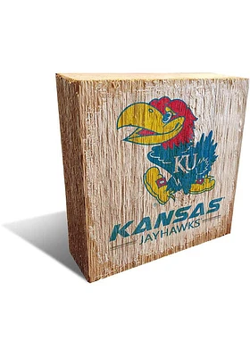 Kansas Jayhawks Team Logo Block Sign - Red