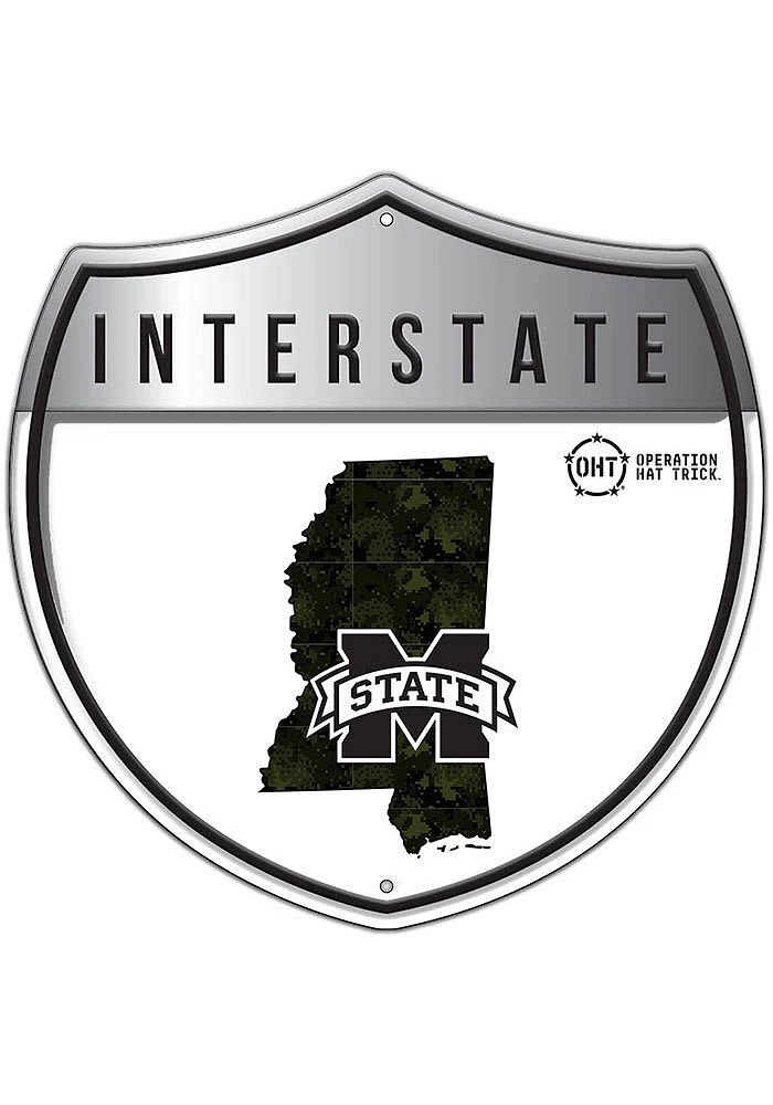 Mississippi State Bulldogs 24in OHT Camo Interstate Sign - Maroon