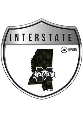 Mississippi State Bulldogs 24in OHT Camo Interstate Sign - Maroon