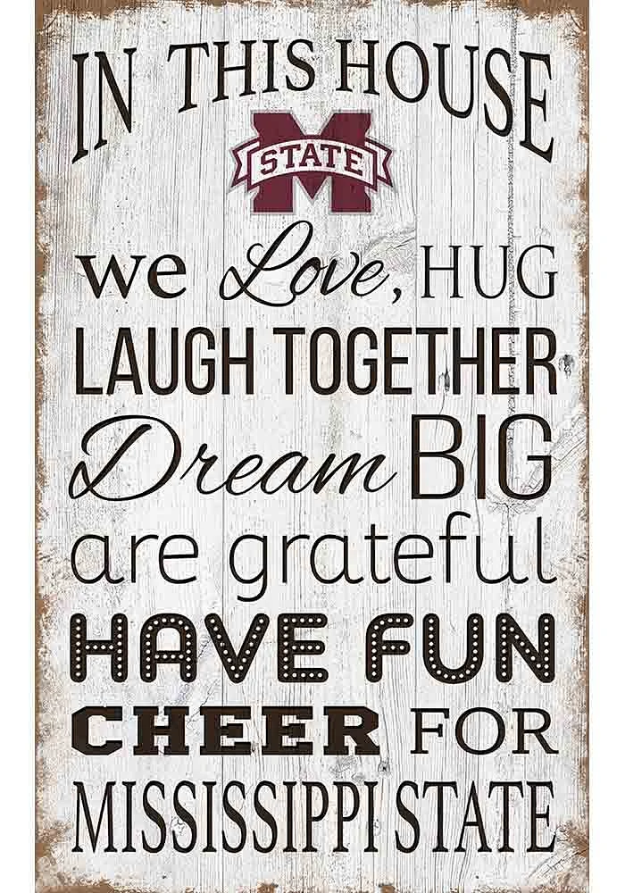 Mississippi State Bulldogs In This House 11x19 Sign - Maroon