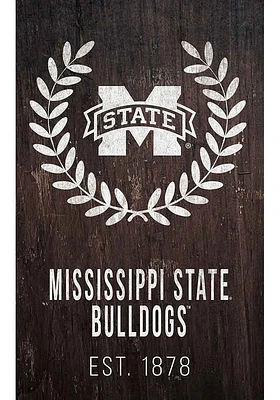 Mississippi State Bulldogs Laurel Wreath Sign - Maroon
